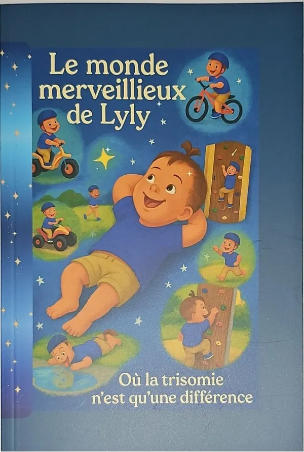 Couverture du livre « Le monde merveilleux de Lyly » : un enfant dessiné, entouré de jouets, sur un fond bleu