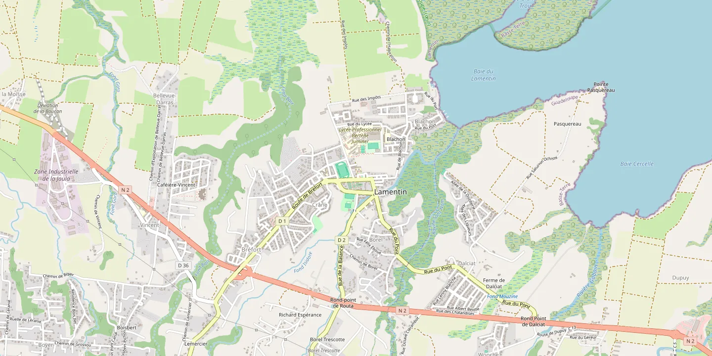 Plan du bourg du Lamentin, en Guadeloupe